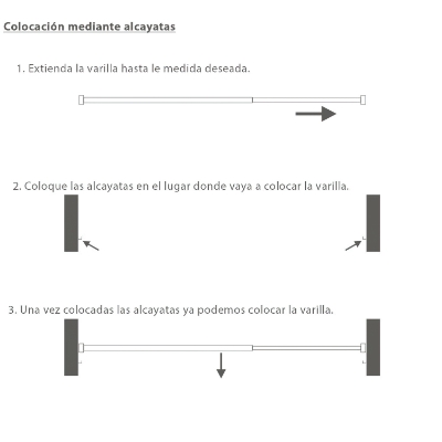 Imagen de Barra Visillo Extensible 80/98 cm. Con Soporte, Sin Muelle (2 piezas)