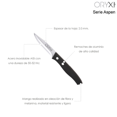 Imagen de Cuchillo Aspen Mondador Hoja Acero Inoxidable 8 cm. Negro