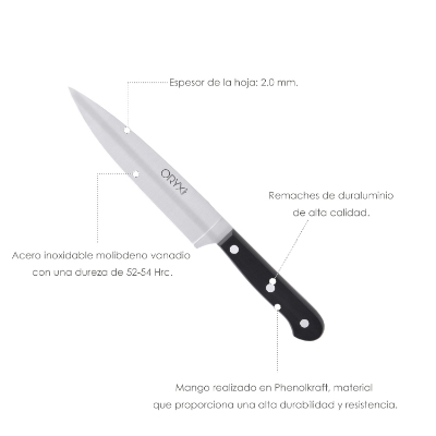 Imagen de Cuchillo Grenoble Verduras Hoja Acero Inoxidable 15 cm. Negro