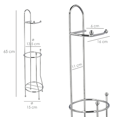 Imagen de Portarrollos Papel Higienico Vertical Para Baño, Rollos De Reserva, Ø 15 x 65 cm.