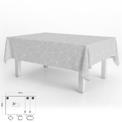 Imagen de Mantel Hule Rectangular Geométrico Gris Impermeable Antimanchas PVC 140x250 cm.  Recortable Uso Interior y Exterior