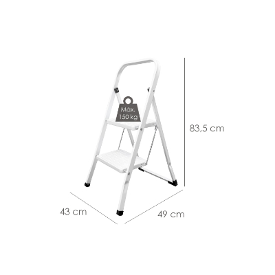 Imagen de Escalera Domestica Acero 2 Peldaños, Escalerilla Blanca