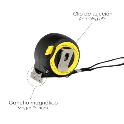 Imagen de Flexometro Sistema Autolock Con Freno Automatico Longitud 3 Metros Ancho Cinta 16 mm. Magnetico. Cinta Metrica Freno Automatico