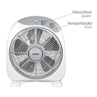 Imagen de Ventilador Maurer Box Ø 30cm 40 Watt. 3 velocidades  Aspas gran tamaño, 3 Con temporizador