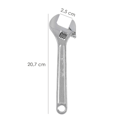 Imagen de Llave Ajustable Moleta 8" / 200 mm. Llave Inglesa, Llave Apriete, Llave Ajustable