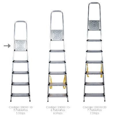 Imagen de Escalera Doméstica Aluminio Profesional 5 Peldaños 12 cm Grosor.