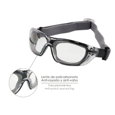 Imagen de Gafas de Seguridad Acolchadas Cristales Transparentes Con Patillas o Goma Elastica.  Patillas Engomadas EN/166