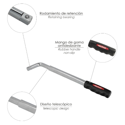 Imagen de Llave Extensible Para Rueda de Coche 17x19 mm. Llave Cruz, Llave Telescopica Neumaticos,