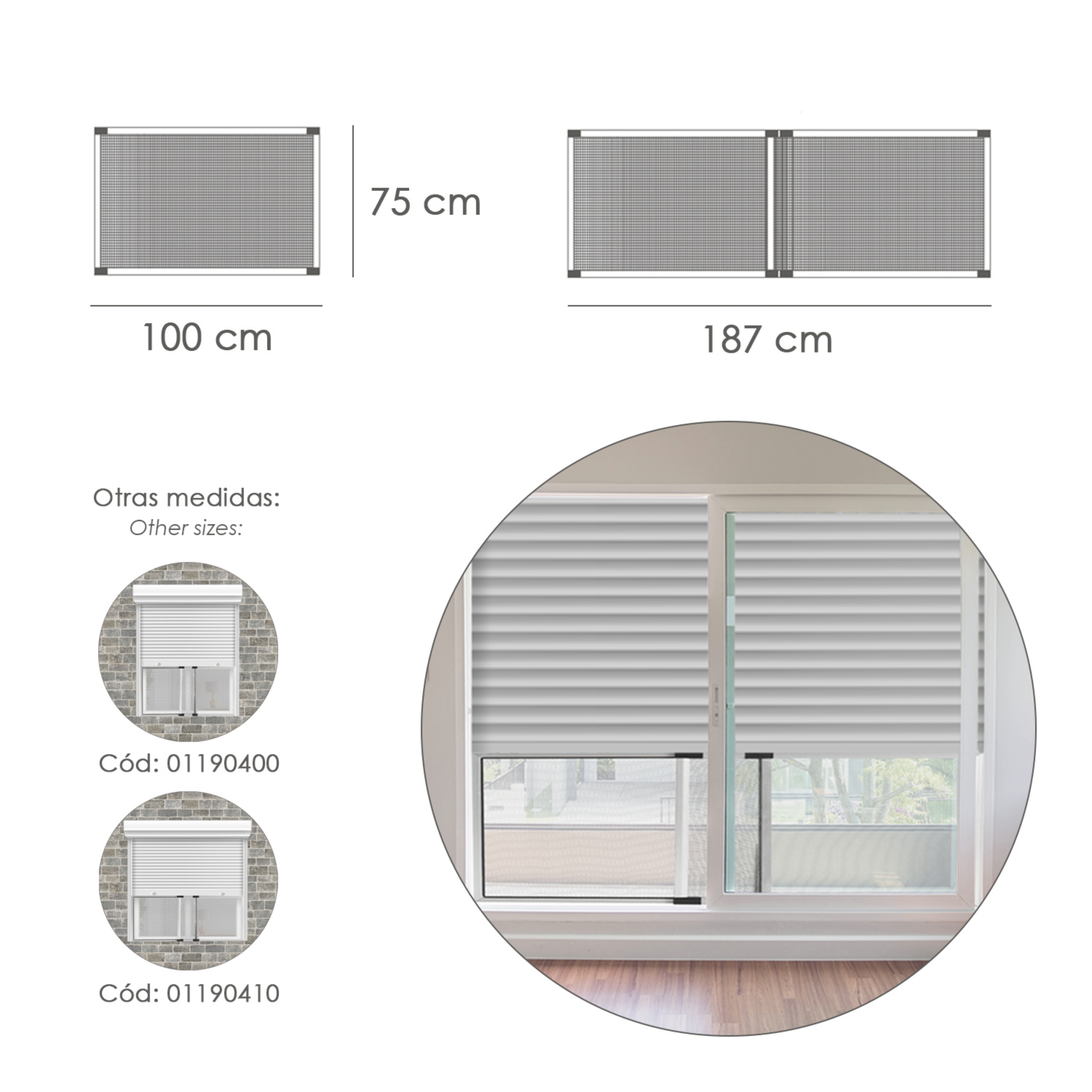 Imagen de Marco Mosquitero Aluminio Extensible 75x100/187 cm.