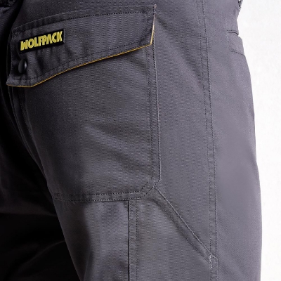 Imagen de Pantalones Cortos DeTrabajo, Multibolsillos, Resistentes, Gris/Amarillo Talla 46/48 L