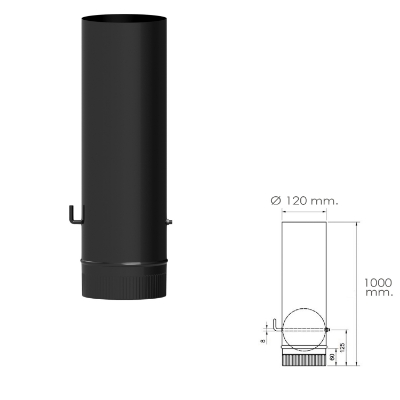 Imagen de Wolfpack Tubo De Estufa Acero Vitrificado Negro Ø 120 mm. con Llave Estufas De Leña, Chimenea, Alta Resistencia, Color Negro