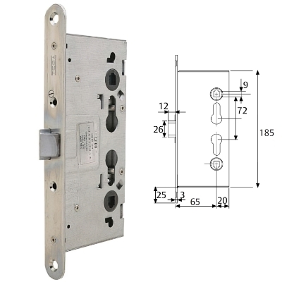 Imagen de Cerradura Tesa Antipanico Cf60 /65 mm. frente Zincado