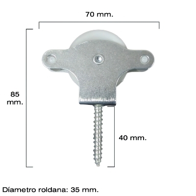 Imagen de Polea Tendedero Wolfpack Zincado 40 mm. Roldana Plástico con Tirafondo