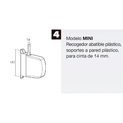 Imagen de Recogedor Persiana Mini  6 Metros Abatible Cinta 14 mm.