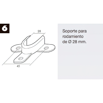 Imagen de Soporte Persiana Rodamiento Zincado  28 mm. de Diametro