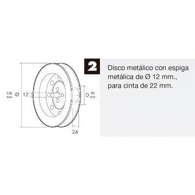 Imagen de Disco Persiana Metalico Espiga Metalica 150x60 Cinta 22 mm.