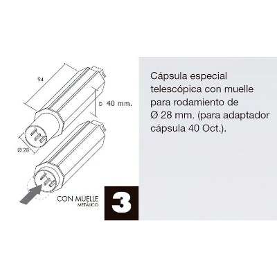 Imagen de Capsula Persiana Telescopica Sin Espiga Para Eje 40 mm.