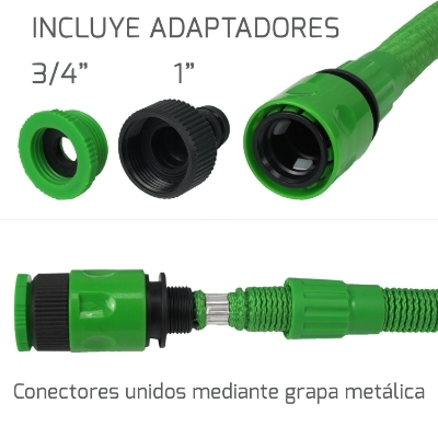 Imagen de Manguera Extensible Riego Compacto 5 A 15 Metros Con Pistola 7 Posiciones