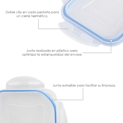 Imagen de Recipiente Hermetico Plastico Rectangular 800 ml. 20.5x13x6 (Alt.) cm.