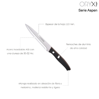 Imagen de Cuchillo Aspen Verduras Hoja Acero Inoxidable 15 cm. Negro