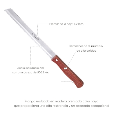 Imagen de Cuchillo Montana Panero Hoja Acero Inoxidable 18 cm. Mango Madera