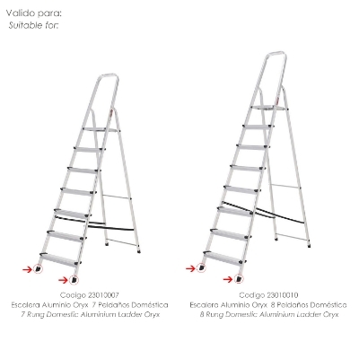 Imagen de Contera Escaleras Aluminio Oryx Delantera de 7 y 8 Peldaños