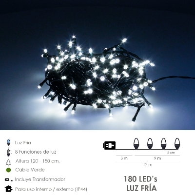 Imagen de Guirnalda Luces Navidad 500 Leds Color Blanco Frio Luz Navidad Interiores y Exteriores Ip44