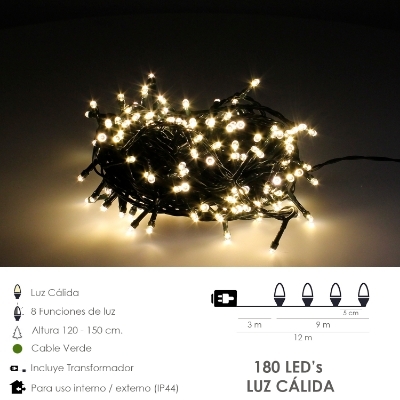 Imagen de Guirnalda Luces Navidad 500 Leds Color Blanco Calido. Luz Navidad Interiores y Exteriores Ip44