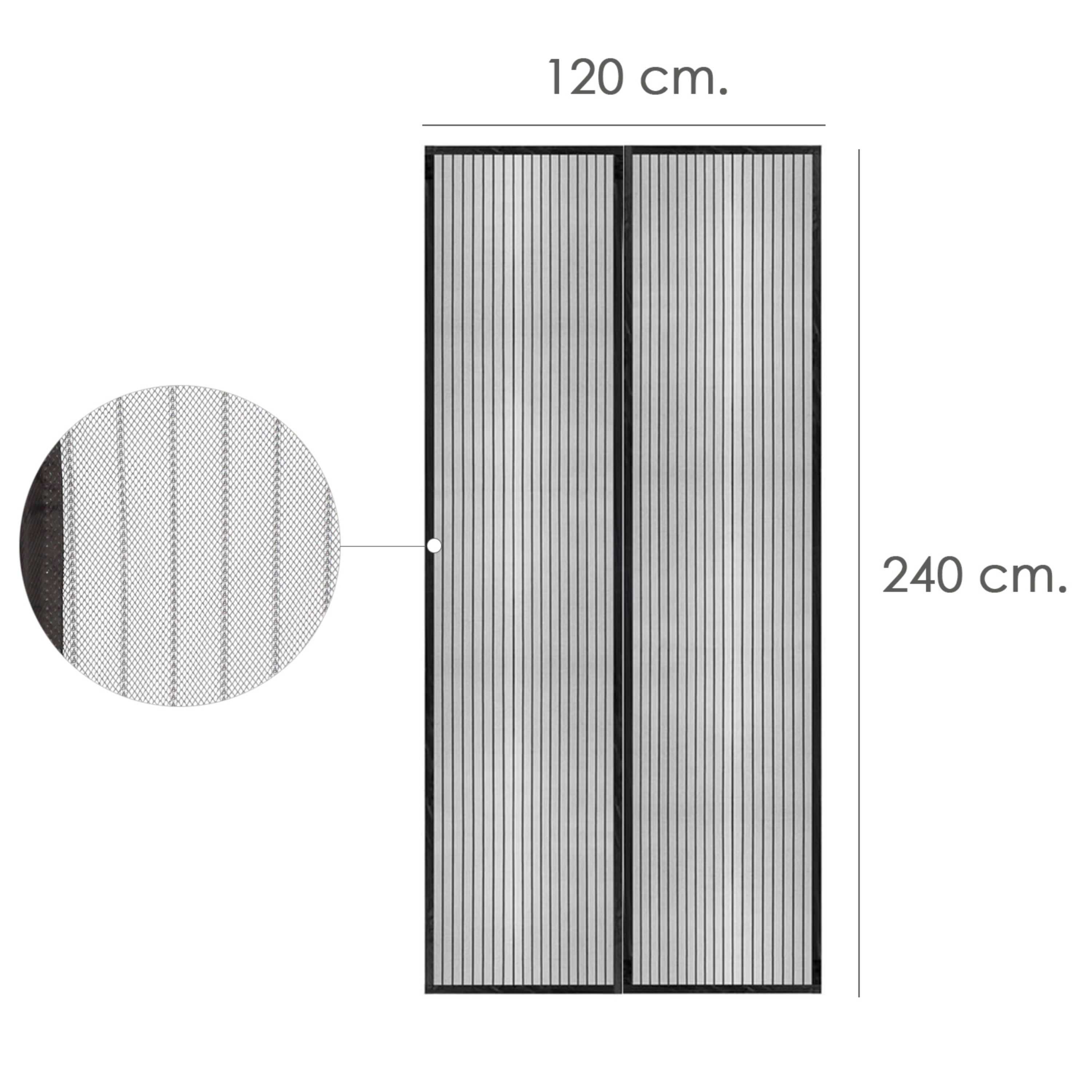 Imagen de Cortina Mosquitera Para Puertas Con Cierre Central Magnetico Automatico 120 x 240 (Alt.) cm. Color Negro.