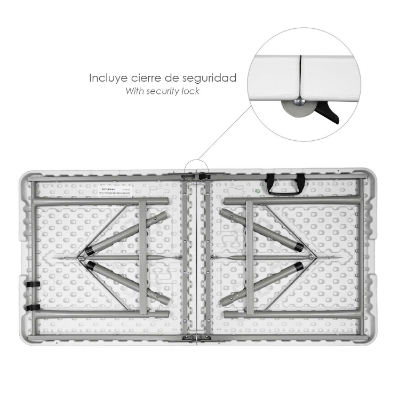 Imagen de Mesa Plegable Rectangular HDPE Multifuncional, Portatil, Resistente,Multiusos 122x61x74 cm. Color Blanco