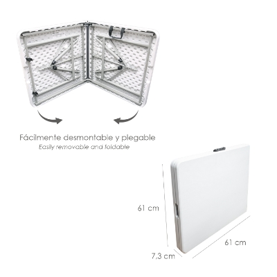 Imagen de Mesa Plegable Rectangular HDPE Multifuncional, Portatil, Resistente,Multiusos 122x61x74 cm. Color Blanco