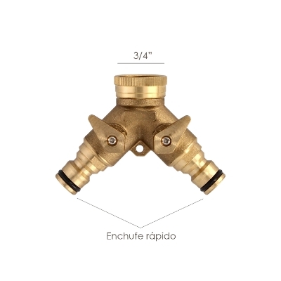 Imagen de Adaptador Manguera Laton 2 tomas para Grifo 3/4"