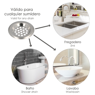 Imagen de Filtro Cestillo Para Lavabo / Fregadero Inoxidable 6 cm.