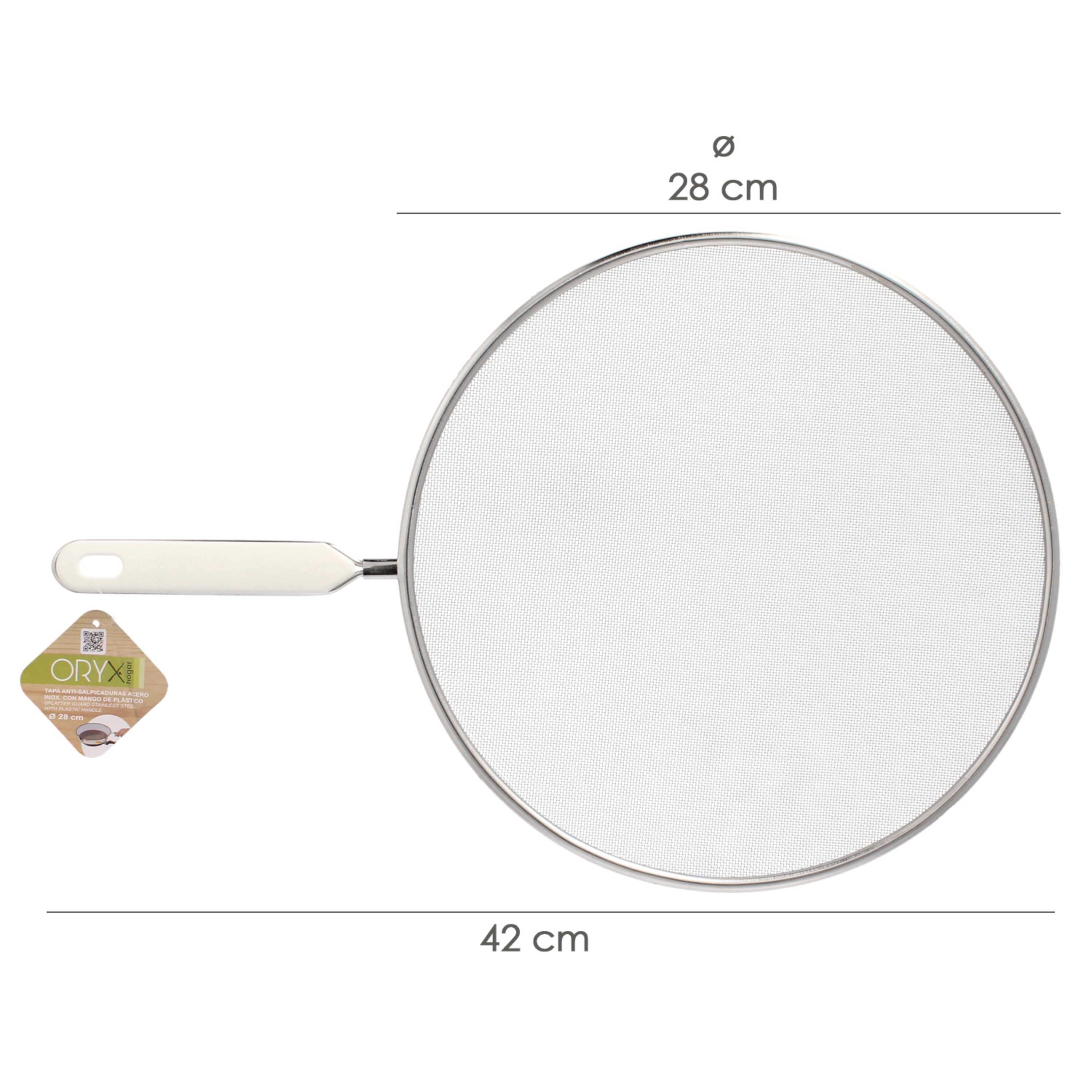 Imagen de Tapa Anti Salpicaduras Ø 28 cm. Malla Acero Inoxidable. Con mango, Pantalla Antisalpicaduras,Tapa Sarten,Tapa ollas,Tapa aceite