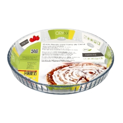 Imagen de Molde Rizado Horno Cristal Borosilicato Ø 28 cm. Ideal Postres, Cocina, Resposteria, Tartas, Quiche, Libre BPA