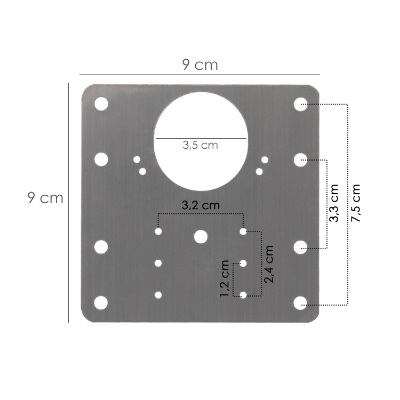 Imagen de Placas de Reparacion Bisagras Cazoleta 9x9 cm. 1 piezas. Placa Repara Puertas, Placa Reparación Bisagras Mueble