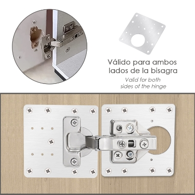 Imagen de Placas de Reparacion Bisagras Cazoleta 9x9 cm. 1 piezas. Placa Repara Puertas, Placa Reparación Bisagras Mueble