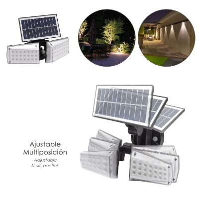 Imagen de Aplique Solar Led Doble Con Sensor de Movimiento / Crepuscular 450 Lumenes. Protección IP65