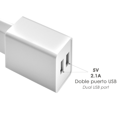 Imagen de Cargador USB Dos Tomas 2.1 Amperios. 5 V. Adaptador Enchufe USB Cargador USB de Pared, Android, Iphone, Smartphones, Tablets.