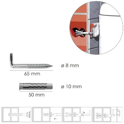 Imagen de Kit Sanitario Alcayata Con Taco Ø 10 x 50 mm. Fijación Calentadores / Termos De Agua