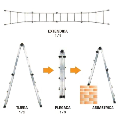 Imagen de Escalera Telescópica Aluminio  4+4 Peldaños Perfil 67 mm.