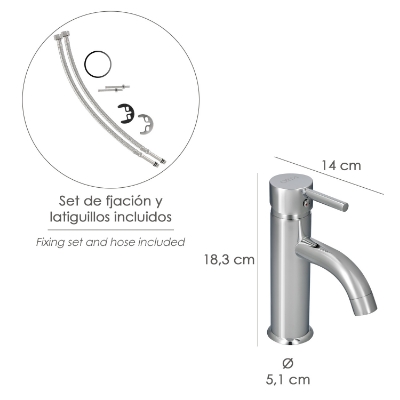 Imagen de Monomando Lavabo "Dresde" Grifo Baño, Grifo Encimera, Grifo Cocina, Grifo Mezclador. Cartucho Ceramico Ø 35 mm.