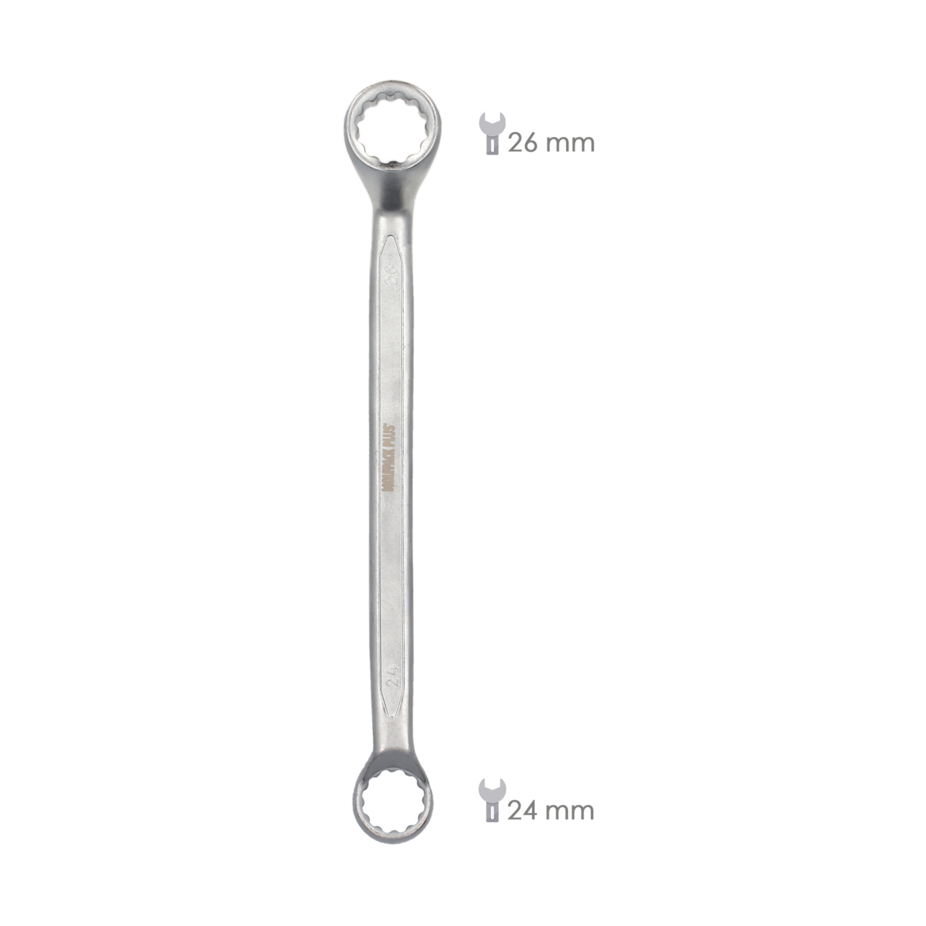 Imagen de Llave Estrella Acodada Plus Acero Cromo Vanadio 24x26 DIN 838. Llave Doble Boca Acodada, Llave Fija Estrella Acodada