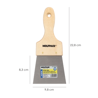 Imagen de Espatula Techos Mango Madera Hoja Acero 90 x 100 mm. Espatula Yeso, Espatula Pintor, Espatula Masillas, Espatula Pladur, etc.