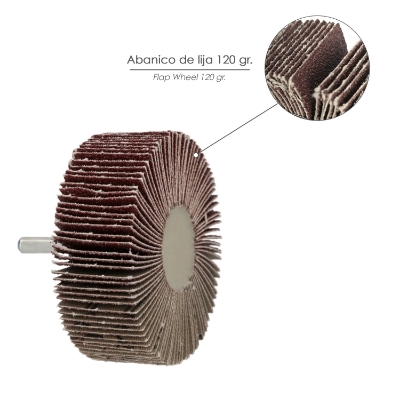 Imagen de Abanico Lija Grano 120 Medida Ø 80 x 30 mm. Disco Abrasivo Laminas, Ruedas Mil Hojas, Ruedas Abrasivas,Lijado,Desbaste,Pulir