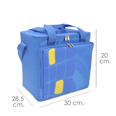 Imagen de Bolsa Termica Porta Alimentos Nevera 15 Litros Forro Interior PEVA, Con Espuma Aislante, Color Azul