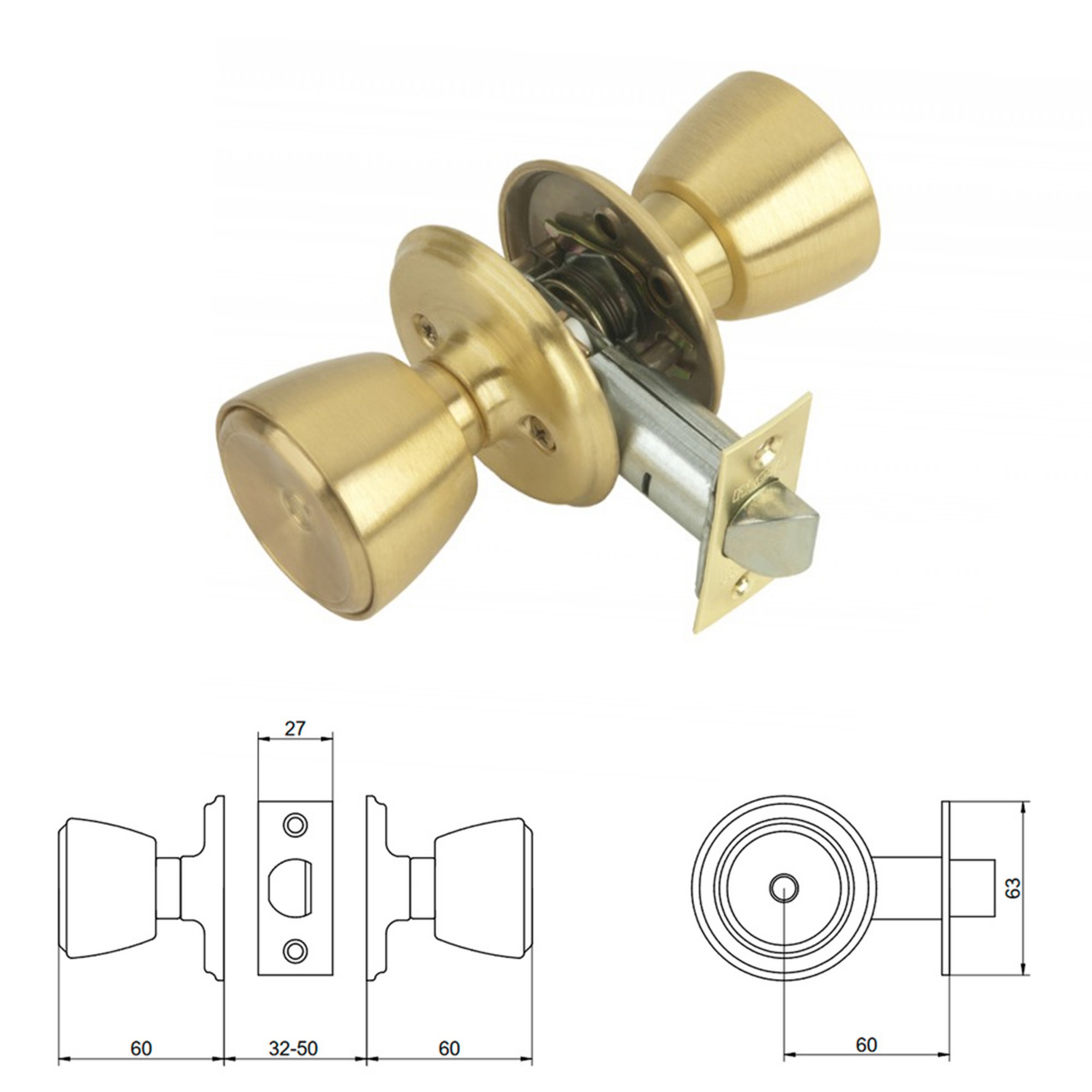 Imagen de Pomo MCM 510 Latonado Entrada 60 mm.