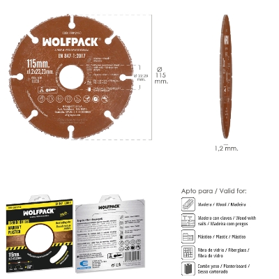Imagen de Disco Corte Madera / Plastico Ø 115 mm. Filo De Carburo De Tungsteno