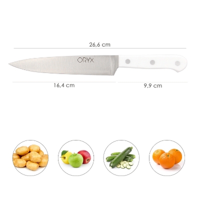 Imagen de Cuchillo Husky Verduras 17 cm. Hoja Acero Inoxidable, Cuchillo Verduras, Cuchillo Cortar Verduras Mango Ergonomico Blanco