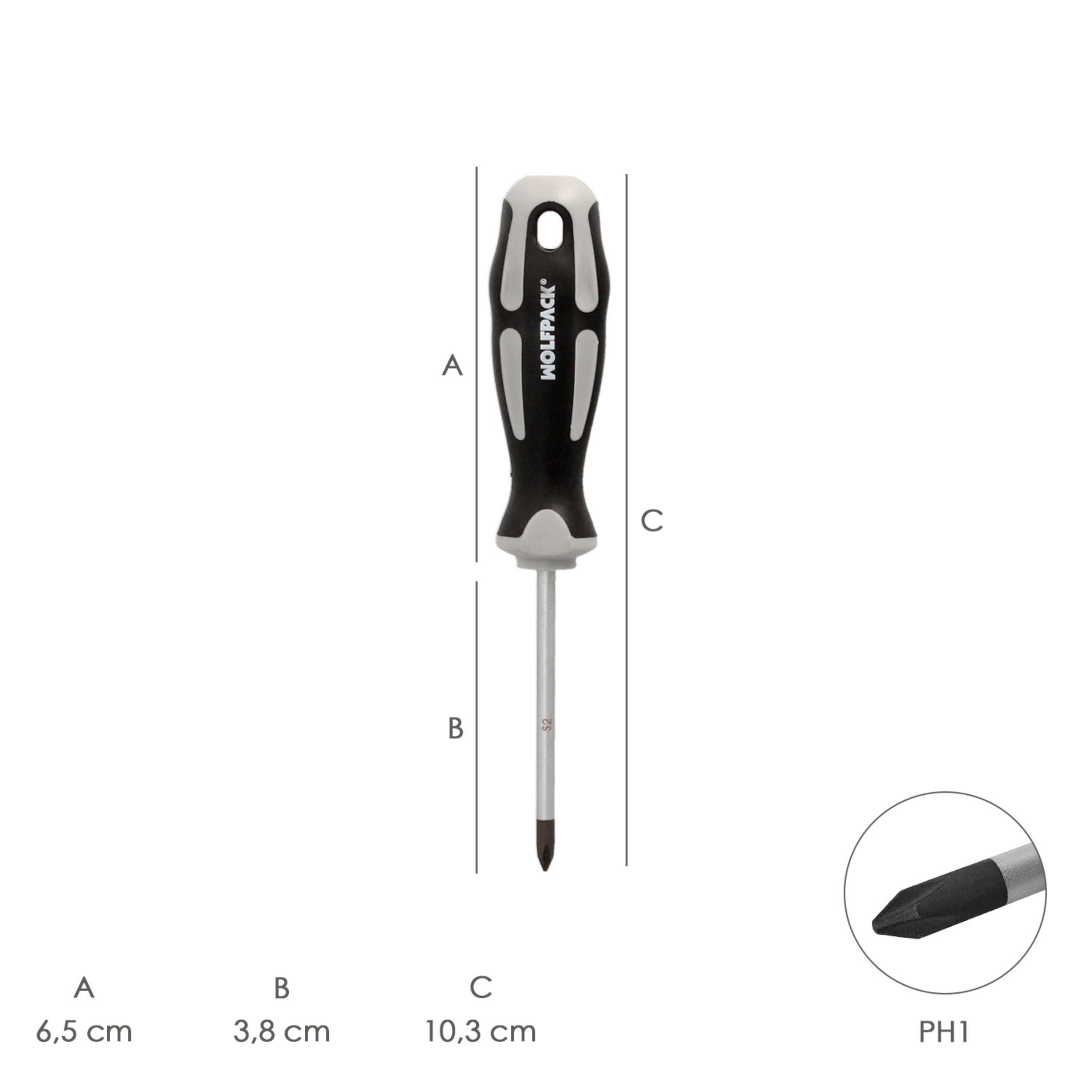 Imagen de Destornillador Phillips Acero S2 Mango TPR Bimaterial. Medida PH 1 x Ø 5,0 x 38 mm. DIN5262.